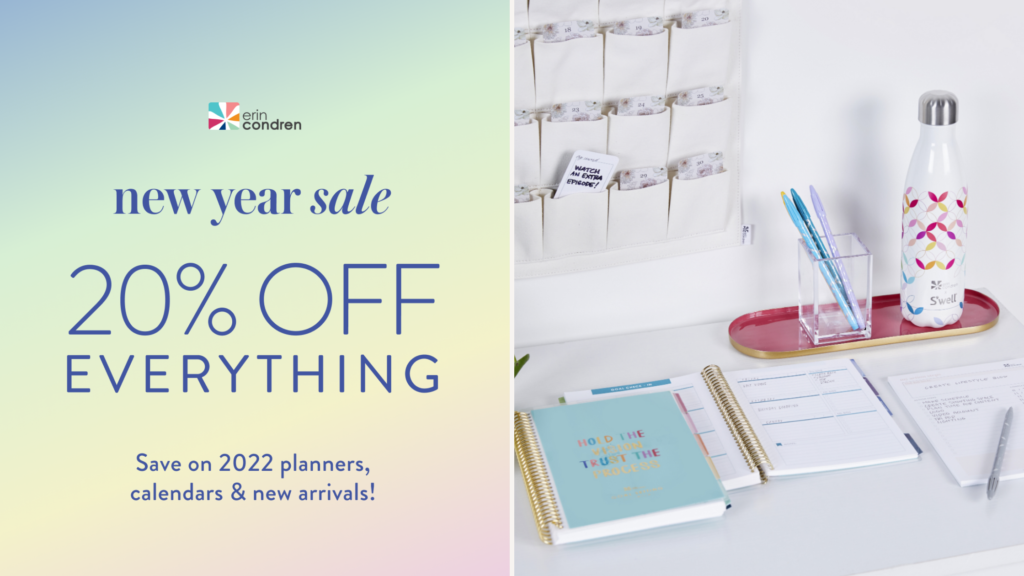 New years sale at Erin Condren banner