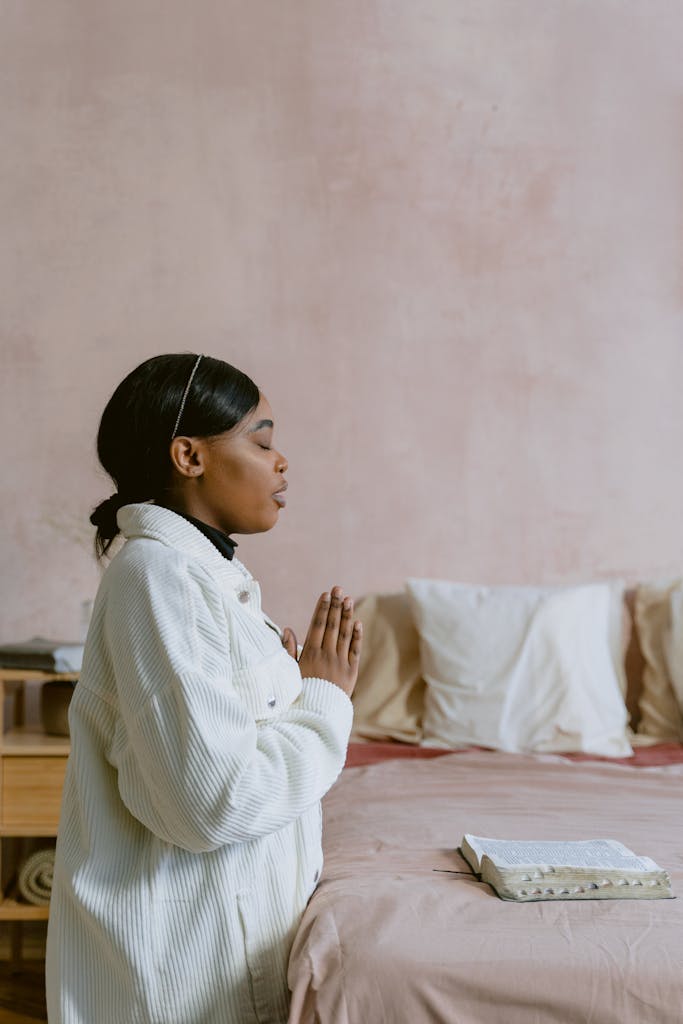 Woman in White Jacket Prayer